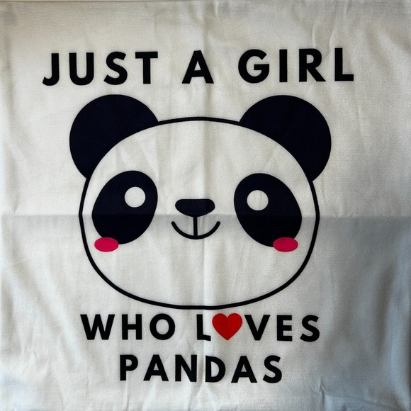 Just Girl Who Loves Pandas-Square Throw Pillow Cover‎ Case Zipper Black & White - Picture 2 of 8